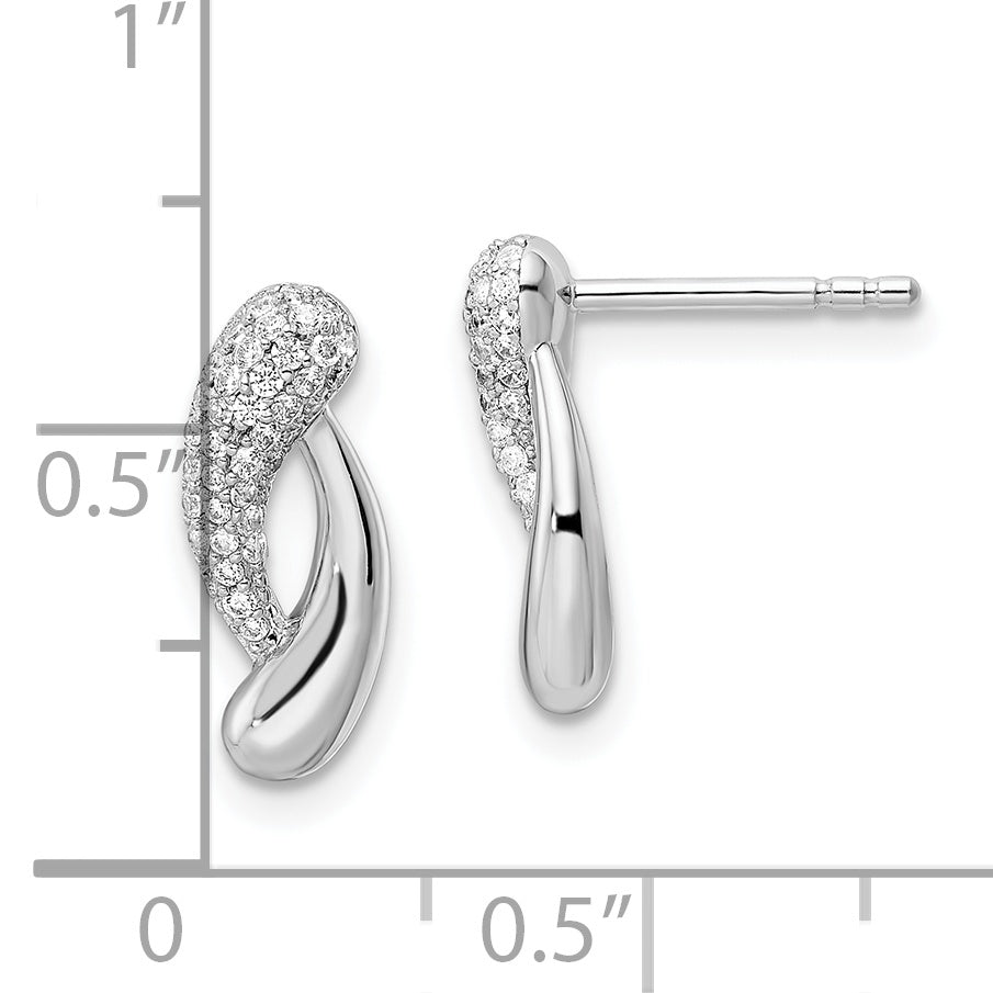 Sterling Silver Rhodium-plated Polished CZ Post Earrings Earrings