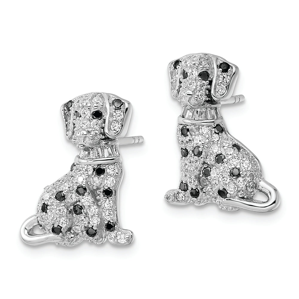 Sterling Silver Rhodium-plated Polished CZ Dalmatian Post Earrings Earrings