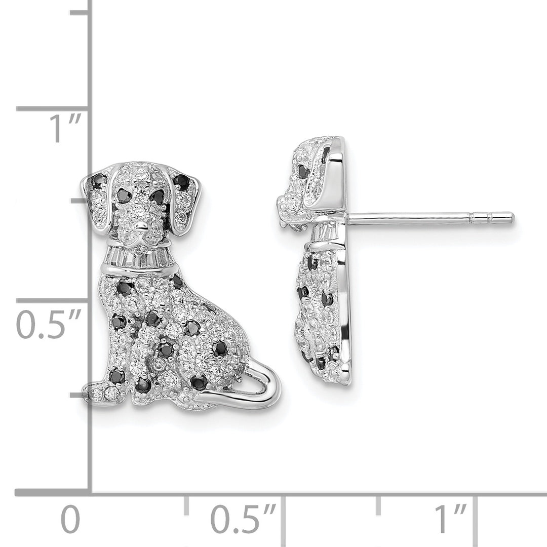 Sterling Silver Rhodium-plated Polished CZ Dalmatian Post Earrings Earrings