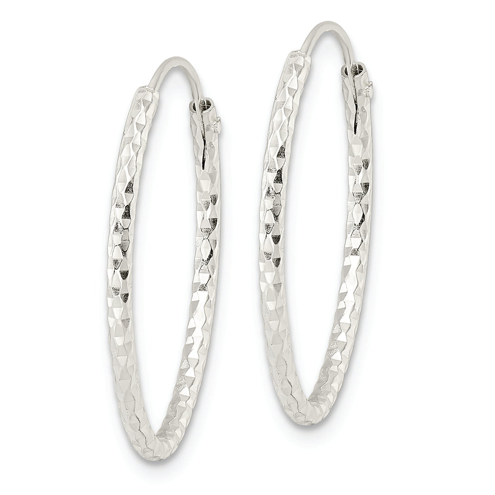 Sterling Silver Polished D/C Oval Endless Hoop Earrings Earrings