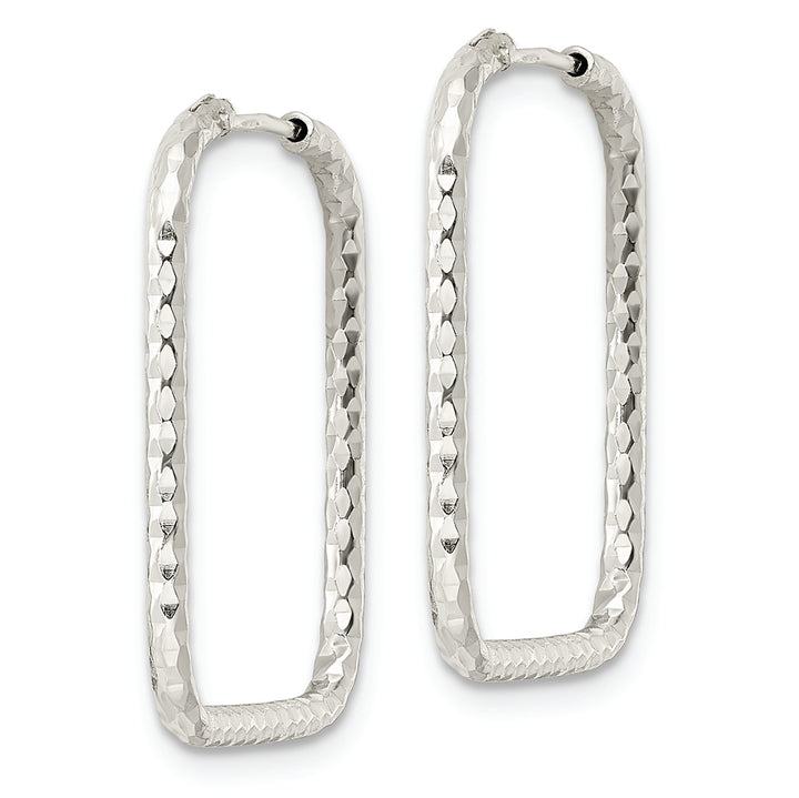 Sterling Silver Polished D/C Square Endless Hoop Earrings Earrings