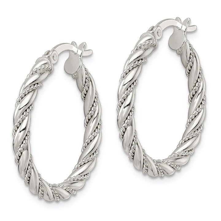 Sterling Silver Polished Twisted Rope Hoop Earrings Earrings