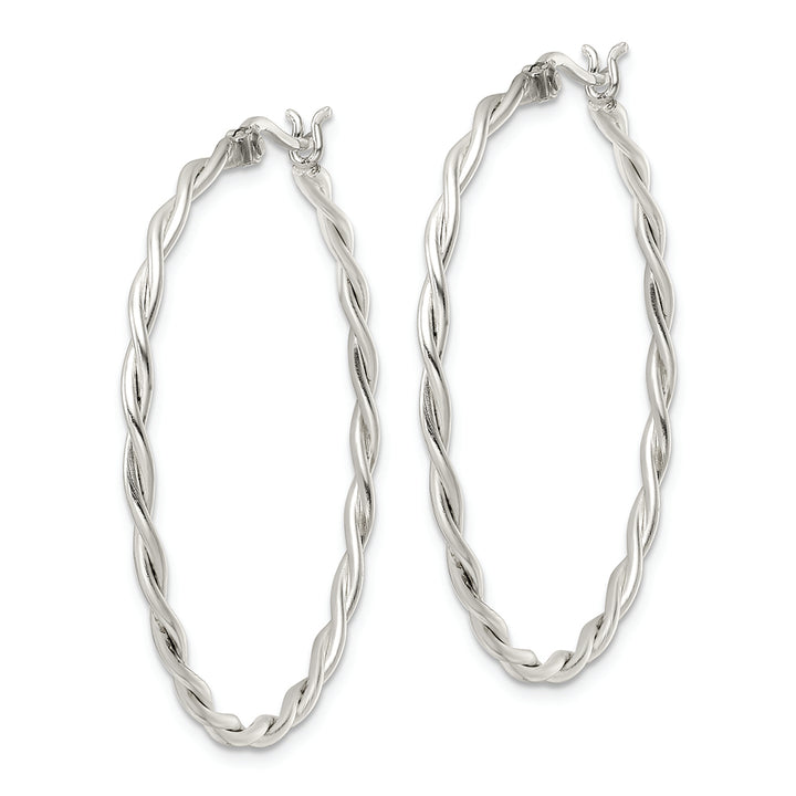 Sterling Silver Satin Twisted Hoop Earrings Earrings