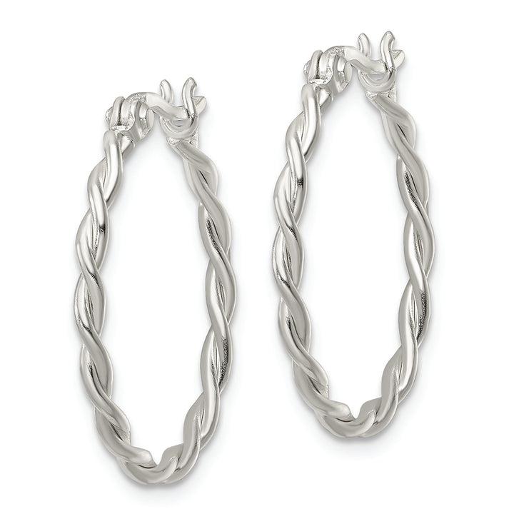 Sterling Silver Polished Twisted Hoop Earrings Earrings