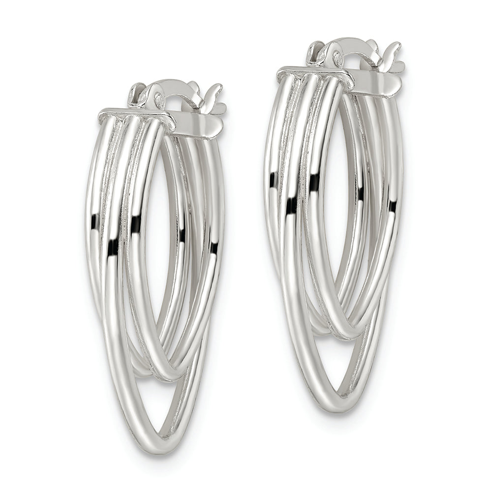 Sterling Silver Polished Triple Oval Hoop Earrings Earrings