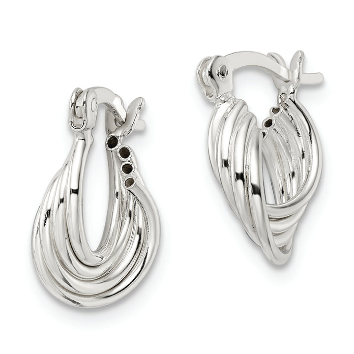 Sterling Silver Polished Triple Circle Hoop Earrings Earrings