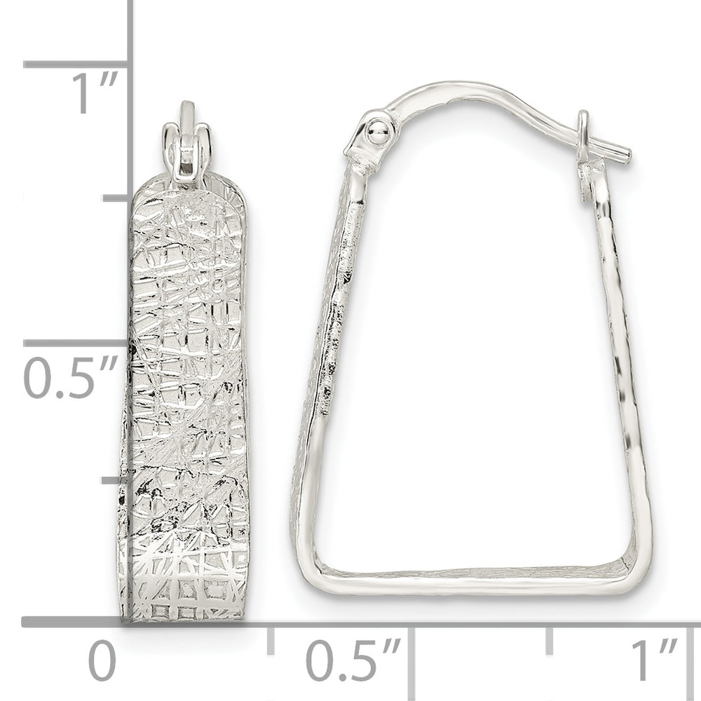 Sterling Silver Rhod-pltd Polished/Textured 5.5mm Square Hoop Earrings Earrings