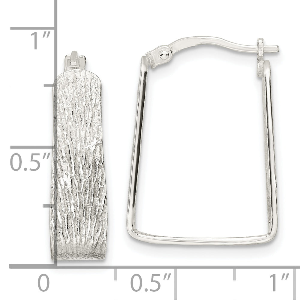 Sterling Silver Textured 5.5mm Square Hoop Earrings Earrings