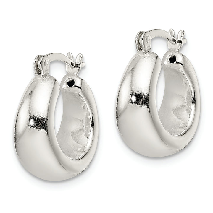 Sterling Silver Polished & Tapered Round Hoop Earrings Earrings