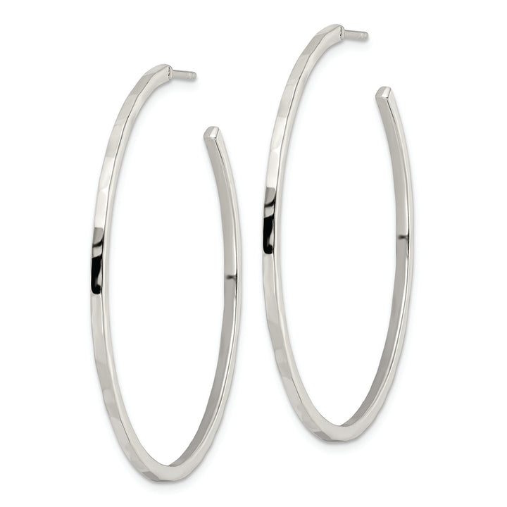 Sterling Silver Polished Hammered Hoop Earrings Earrings