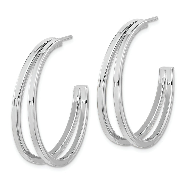 Sterling Silver Rhodium Plated Split Design Hoop Post Earrings Earrings