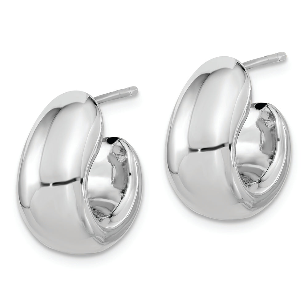 Sterling Silver Polished Rhodium-plated Hollow Post J Hoop Earrings Earrings