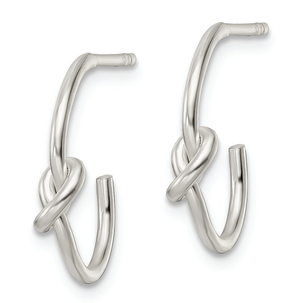 Sterling Silver Polished Knotted Hoop Earrings Earrings