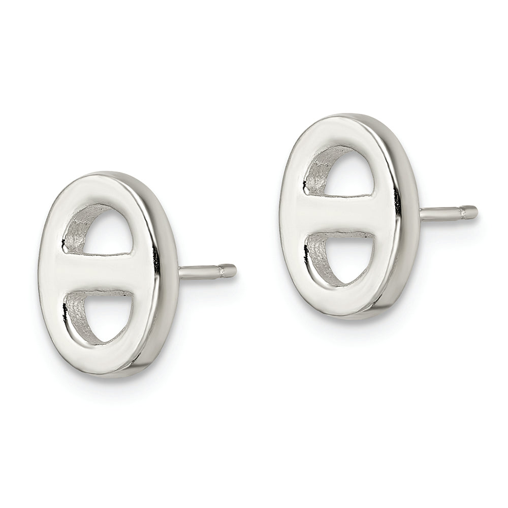 Sterling Silver Polished Oval Design Post Earrings Earrings