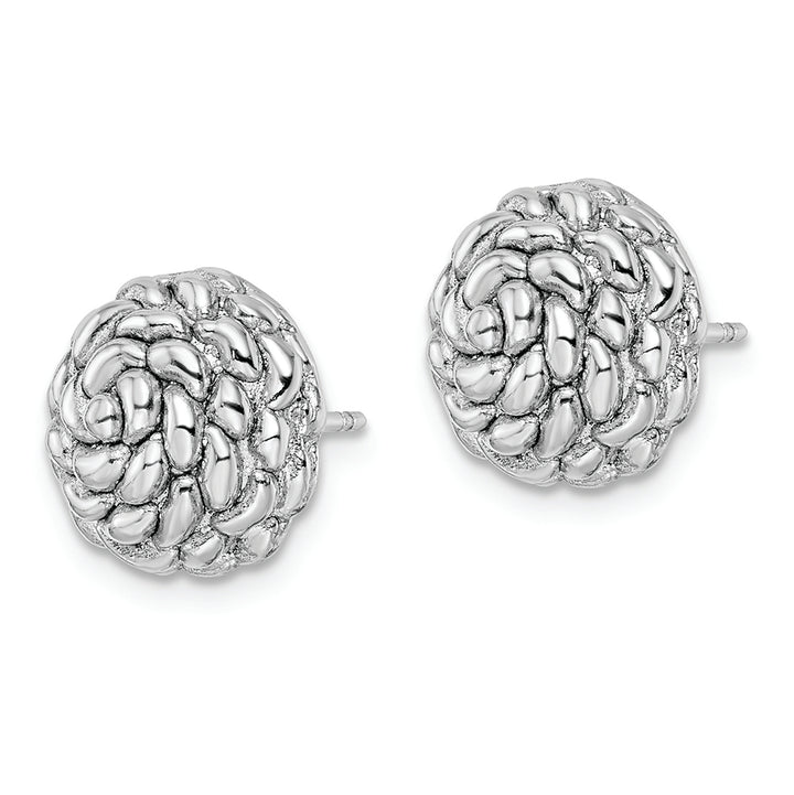 Sterling Silver Rhodium-plated Polished Flower Post Earrings Earrings