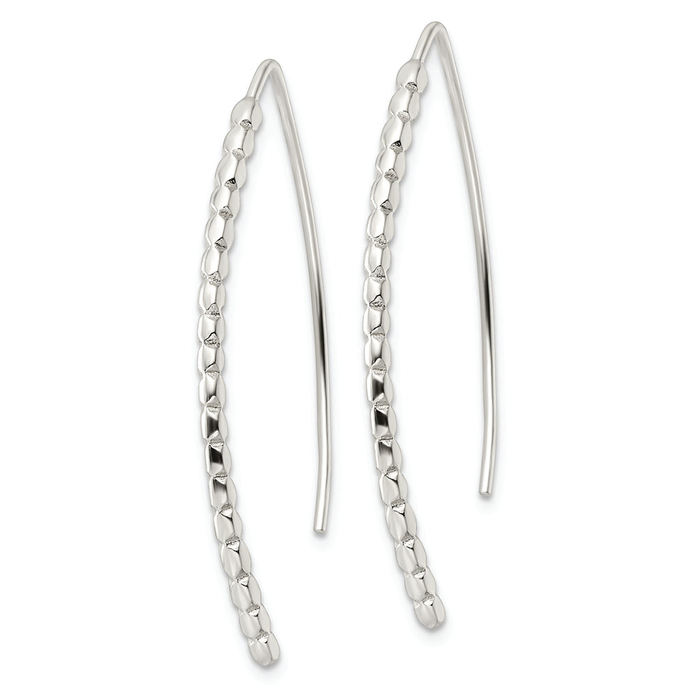 Sterling Silver Polished & Textured Threader Earrings Earrings