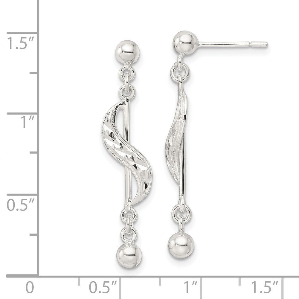 Sterling Silver Polished & Diamond-cut Swirl Dangle Earrings Earrings