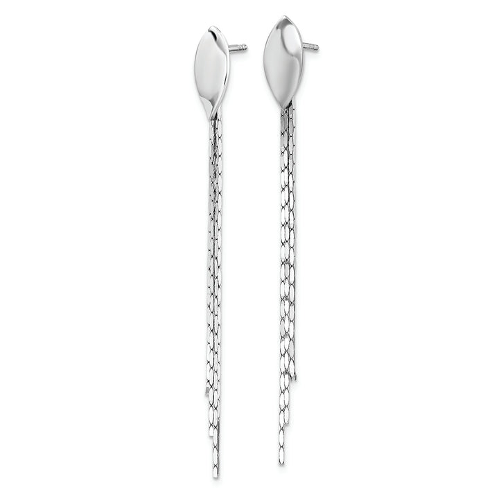 Sterling Silver Rhodium-plated Polished Fancy Chain Post Dangle Earrings Earrings