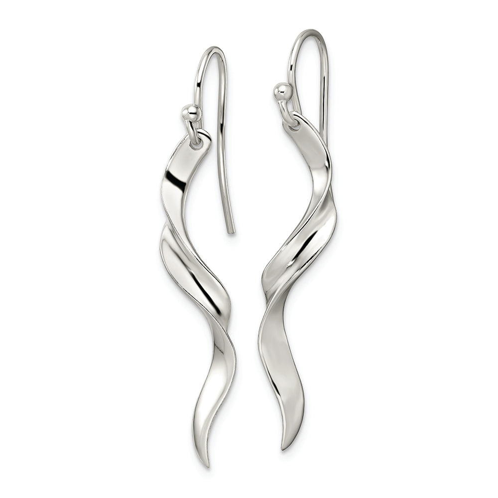 Sterling Silver Polished Twisted Dangle Earrings Earrings