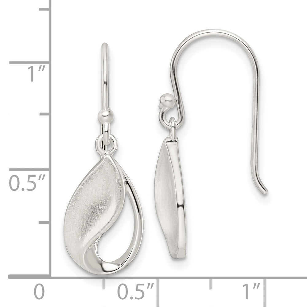 Sterling Silver Polished and Satin fancy Teardrop Dangle Earrings Earrings