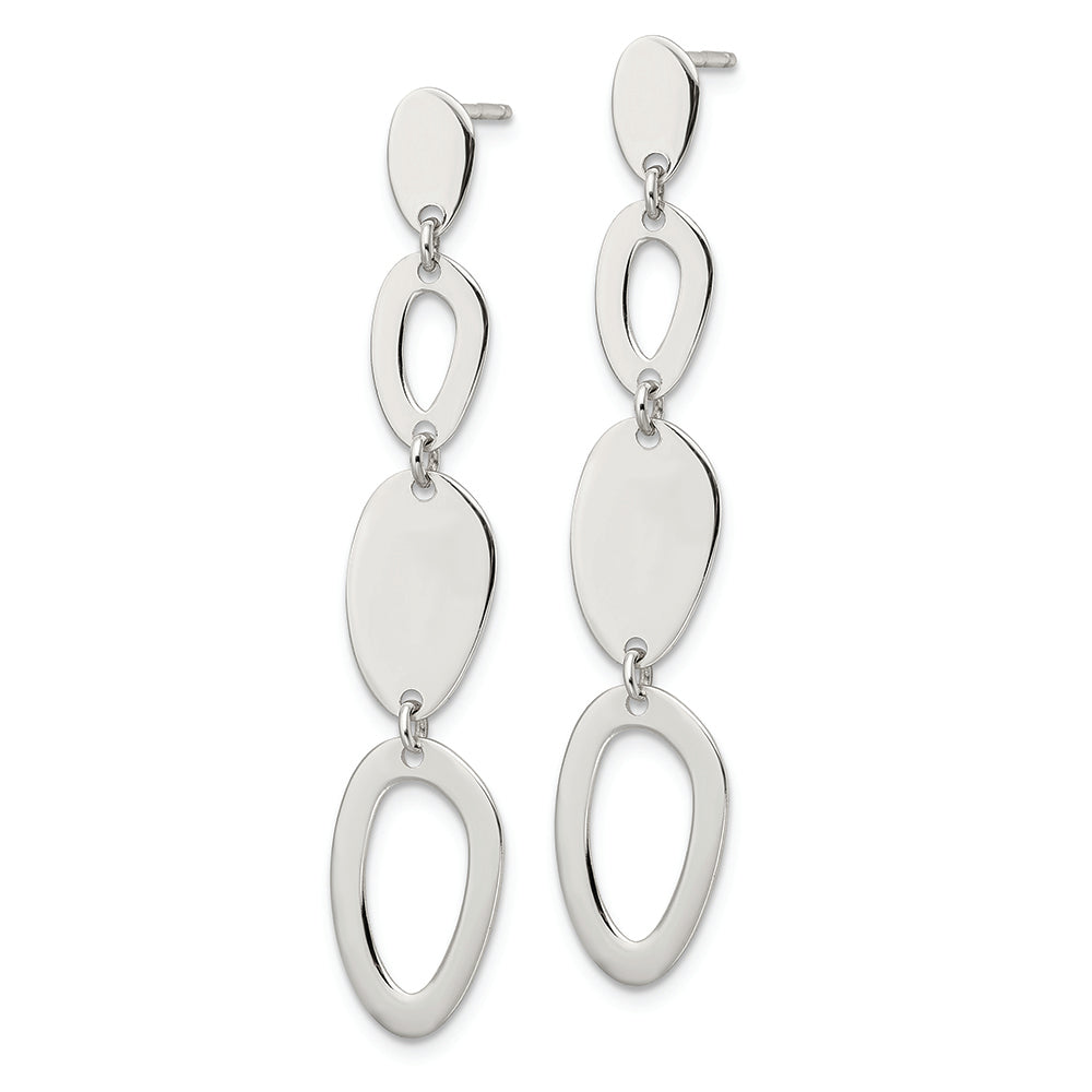 Sterling Silver Polished Fancy Ovals Post Dangle Earrings Earrings