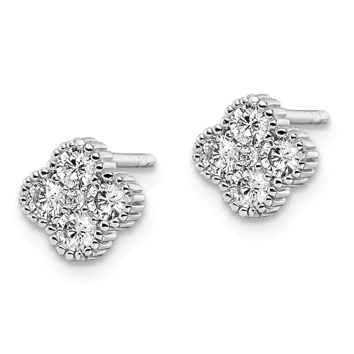 Sterling Silver Rhodium-plated Polished CZ Post Earrings Earrings