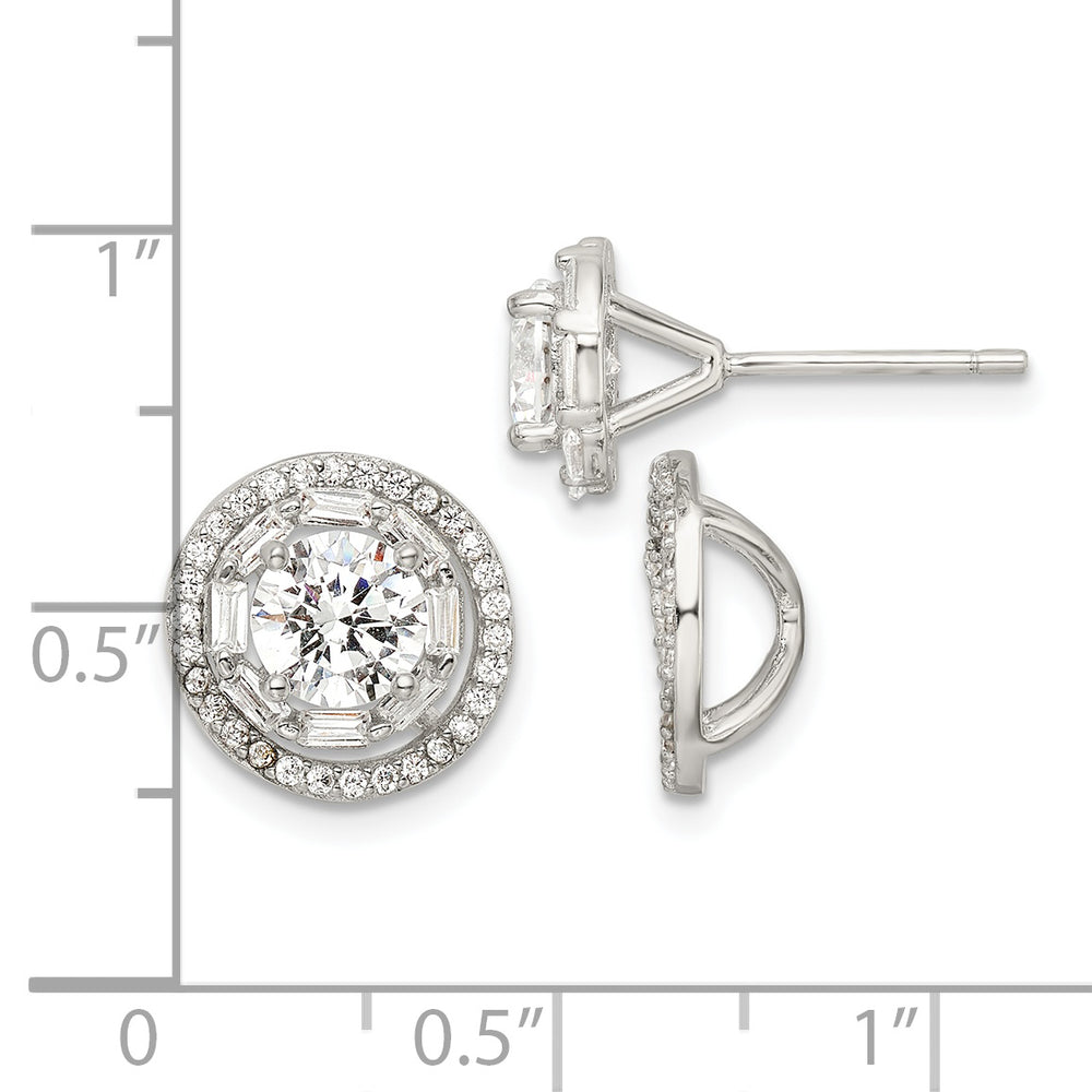 Sterling Silver Rhodium-plated Polished 6mm CZ Stud w/ Jackets Earrings Earrings