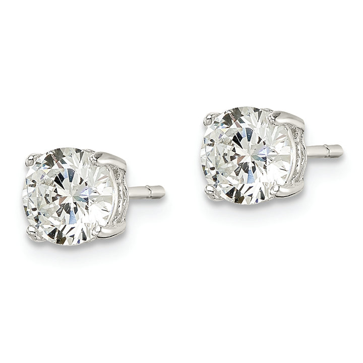 Sterling Silver Polished 6mm Round CZ Heart Basket Set Stud Earrings Earrings