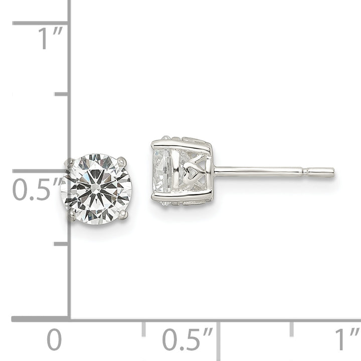 Sterling Silver Polished 6mm Round CZ Heart Basket Set Stud Earrings Earrings