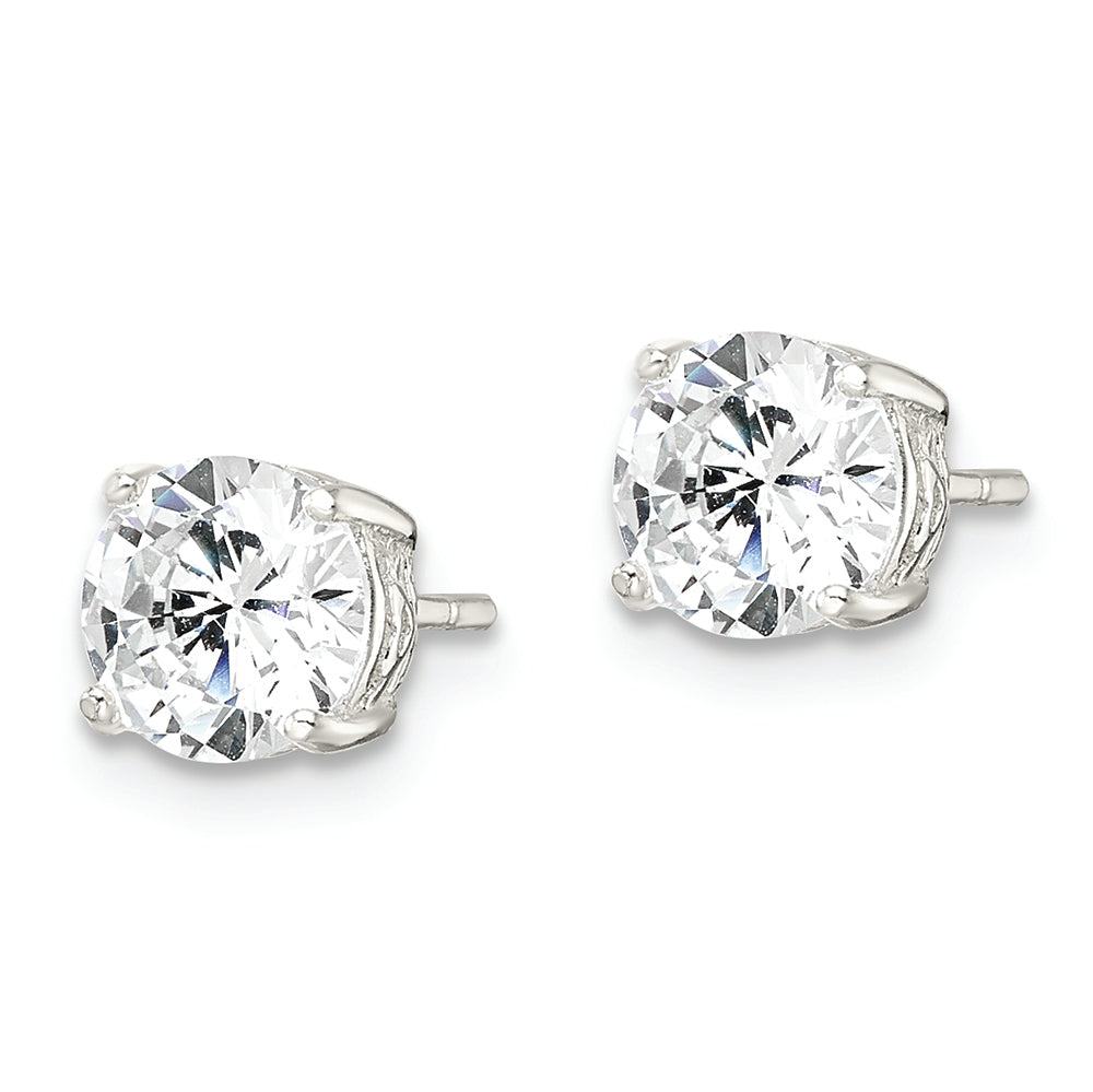 Sterling Silver Polished 6mm Round CZ Heart Basket Set Stud Earrings Earrings