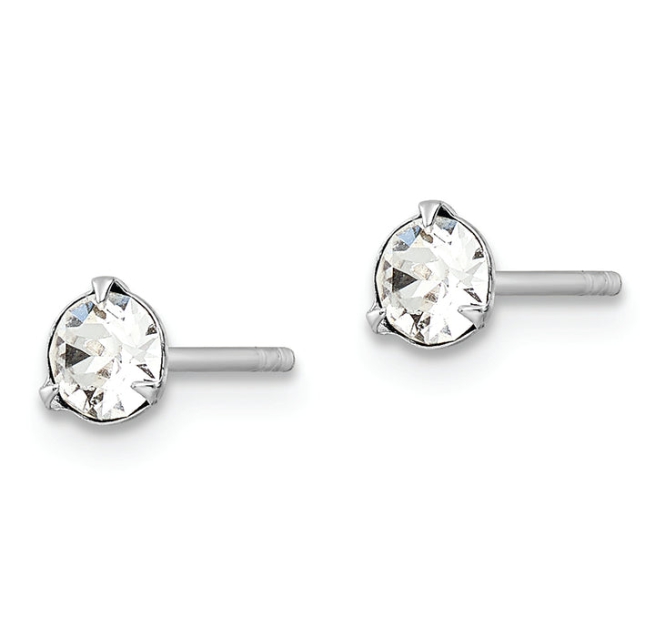 Sterling Silver Rhodium-plated Polished Round 4.5mm Crystal Stud Earrings Earrings