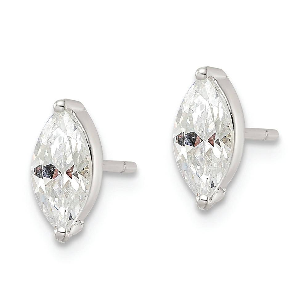 Sterling Silver Polished 9x4mm Marquise CZ Stud Earrings Earrings