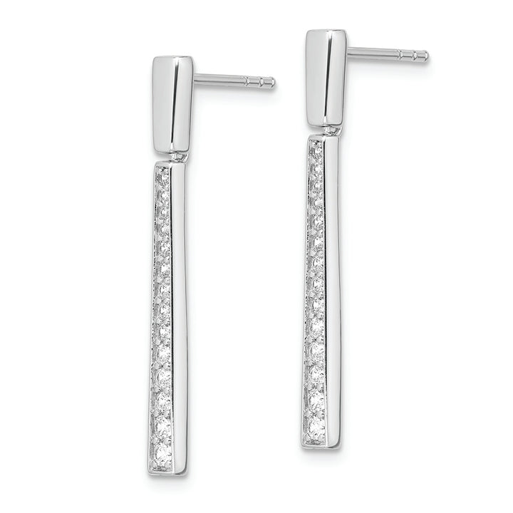 Sterling Silver Rhodium-plated Polished CZ Tapered Post Dangle Earrings Earrings