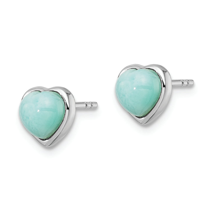 Sterling Silver Rhodium-plated Polished Larimar Heart Post Earrings Earrings