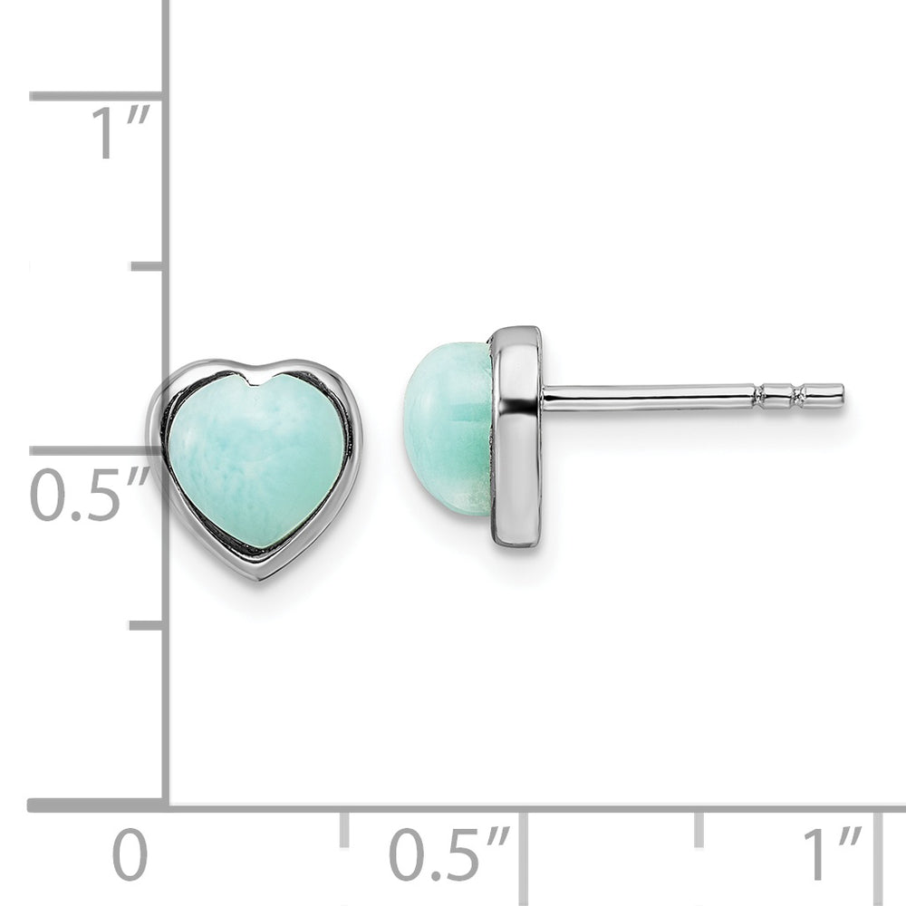 Sterling Silver Rhodium-plated Polished Larimar Heart Post Earrings Earrings