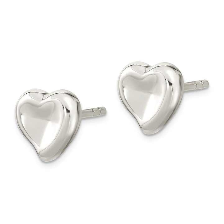 Sterling Silver Polished Puffed Heart Post Earrings Earrings