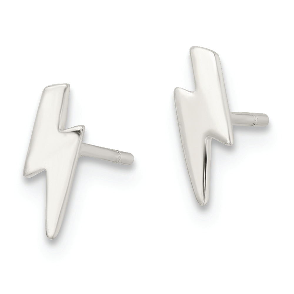 Sterling Silver Polished Tiny Lightning Post Earrings Earrings