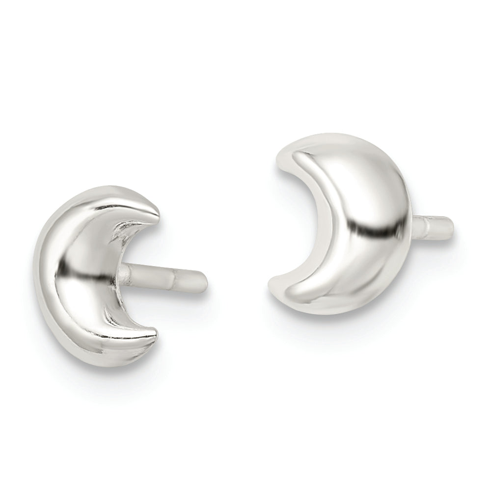 Sterling Silver Polished Crescent Moon Post Earrings Earrings