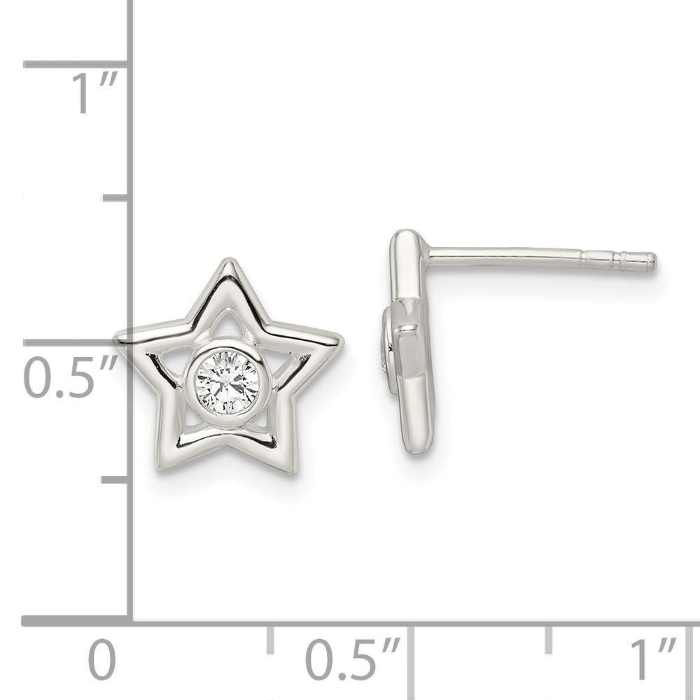 Sterling Silver Polished CZ Star Post Earrings Earrings