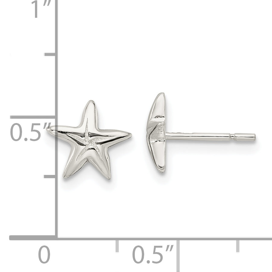 Sterling Silver Polished Starfish Post Earrings Earrings