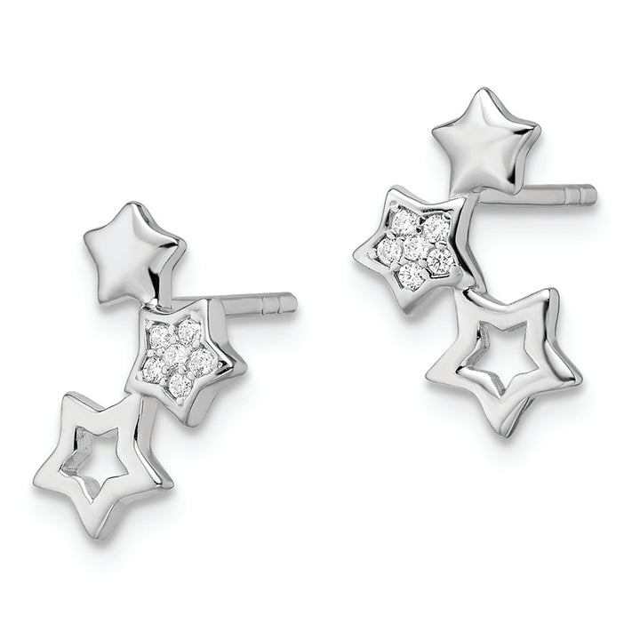 Sterling Silver Rhodium-plated Polished CZ Star Post Earrings Earrings