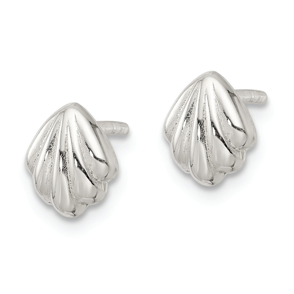 Sterling Silver Polished Shell Post Earrings Earrings