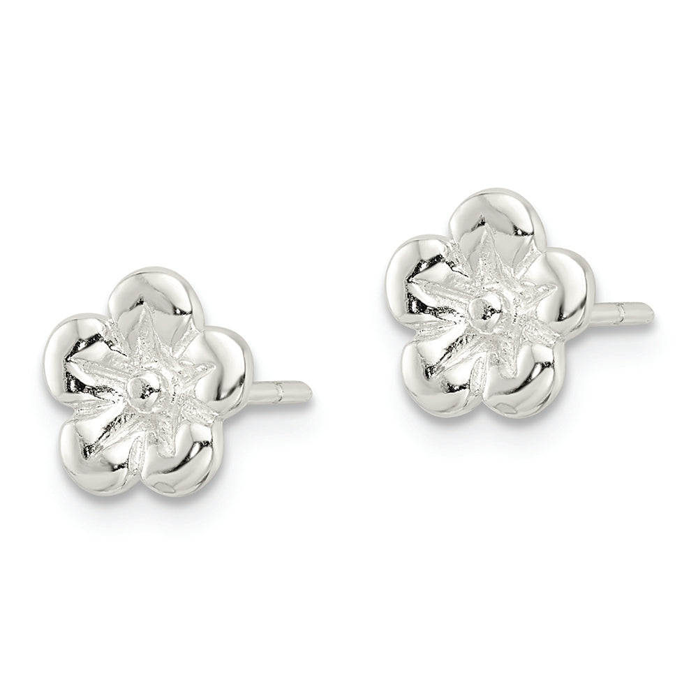 Sterling Silver Polished Flower Post Earrings Earrings