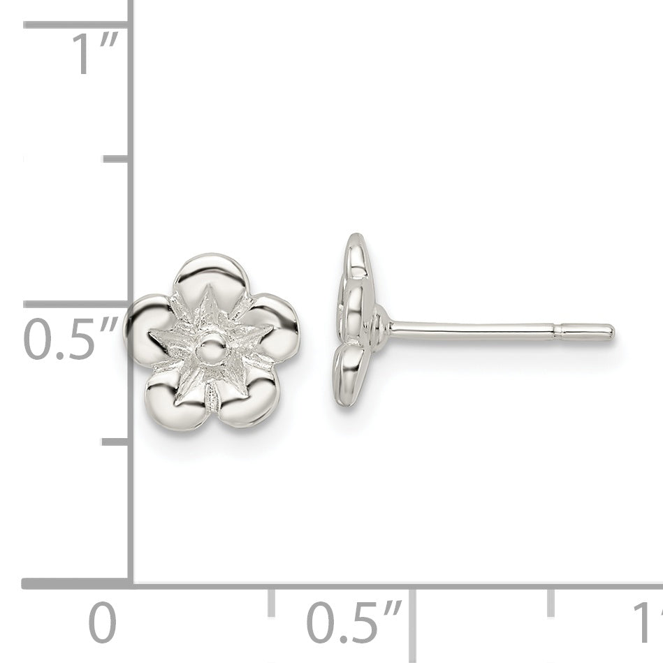 Sterling Silver Polished Flower Post Earrings Earrings