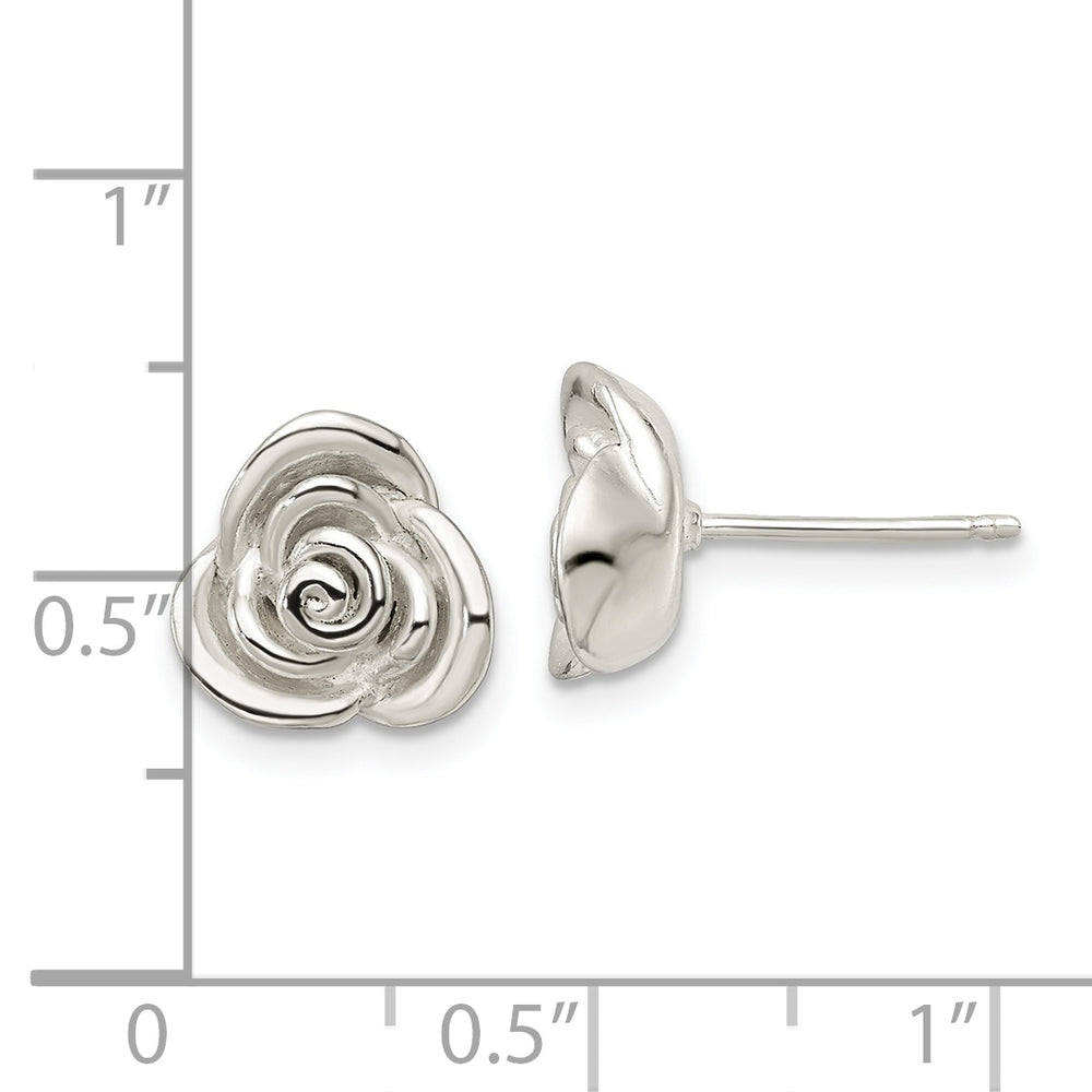 Sterling Silver Polished Rose Post Earrings Earrings