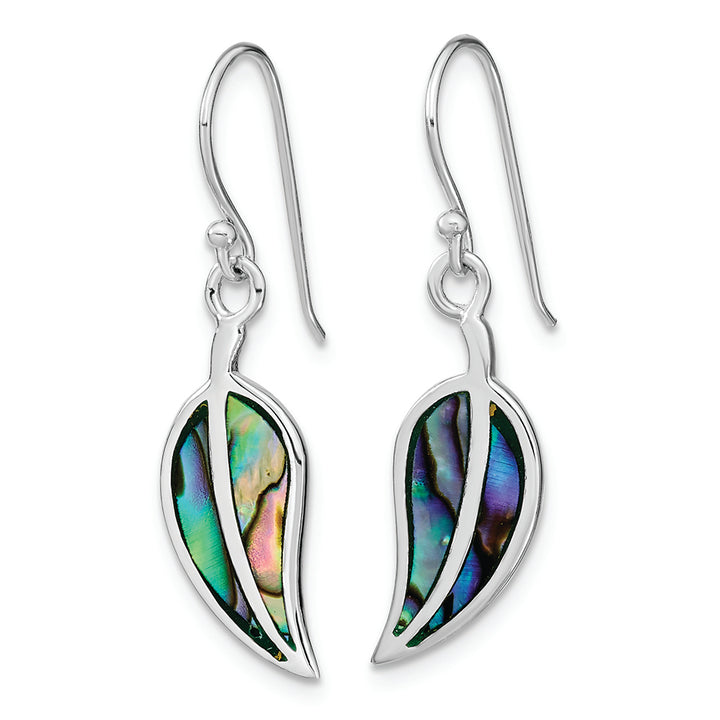 Sterling Silver RH-plated Abalone Leaf Shephard Hook Earrings Earrings