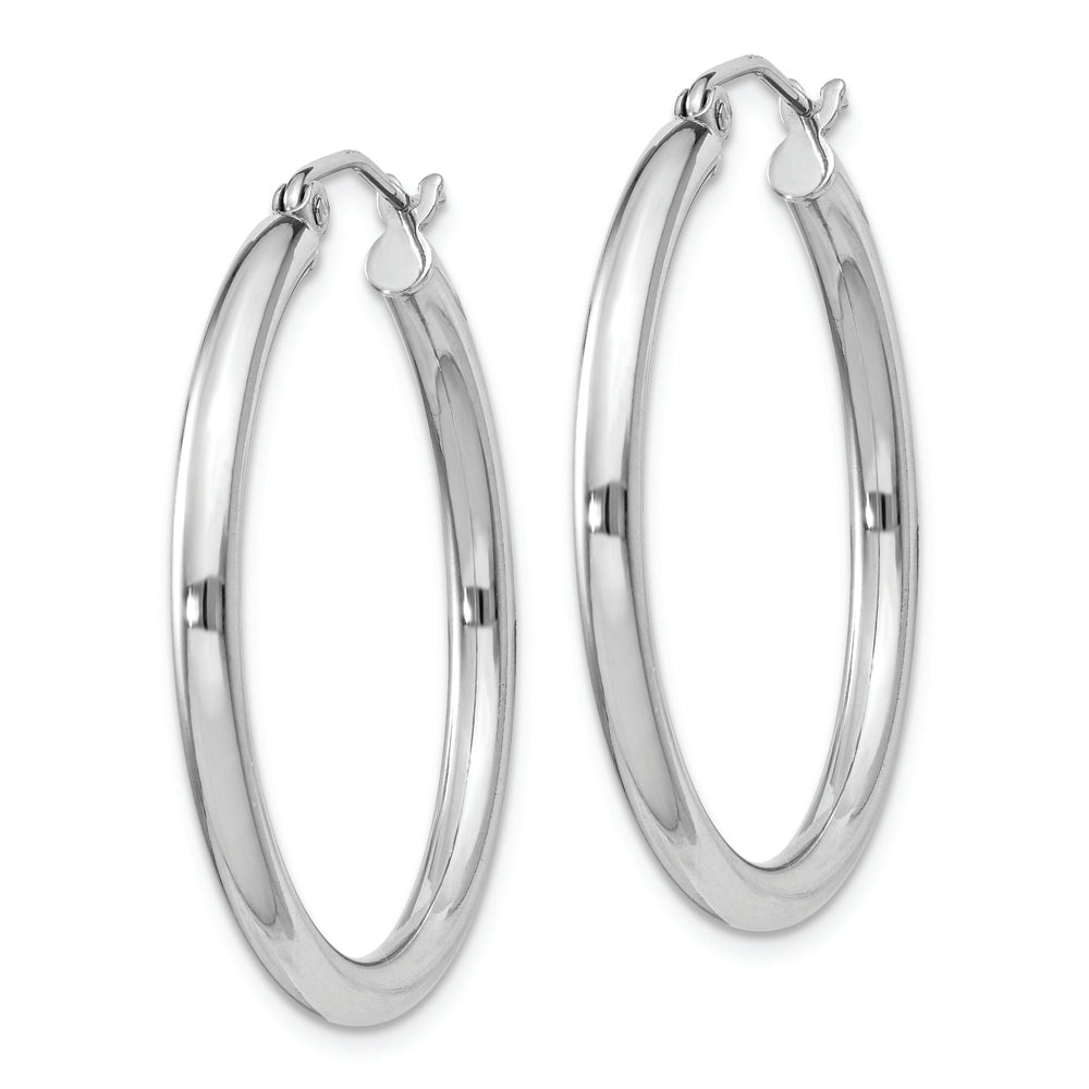 Sterling Silver Rhodium-plated 2.5mm Round Hoop Earrings Earrings