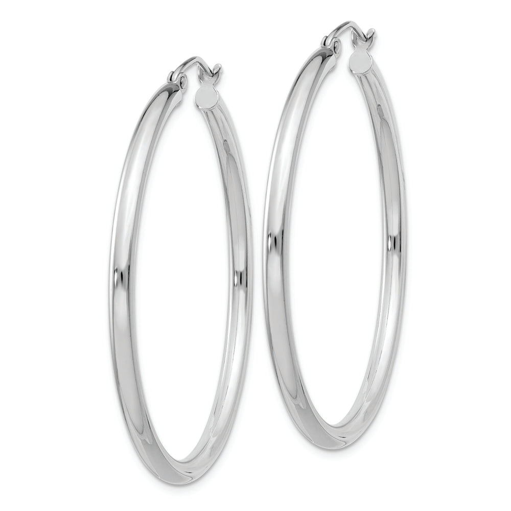 Sterling Silver Rhodium-plated 2.5mm Round Hoop Earrings Earrings