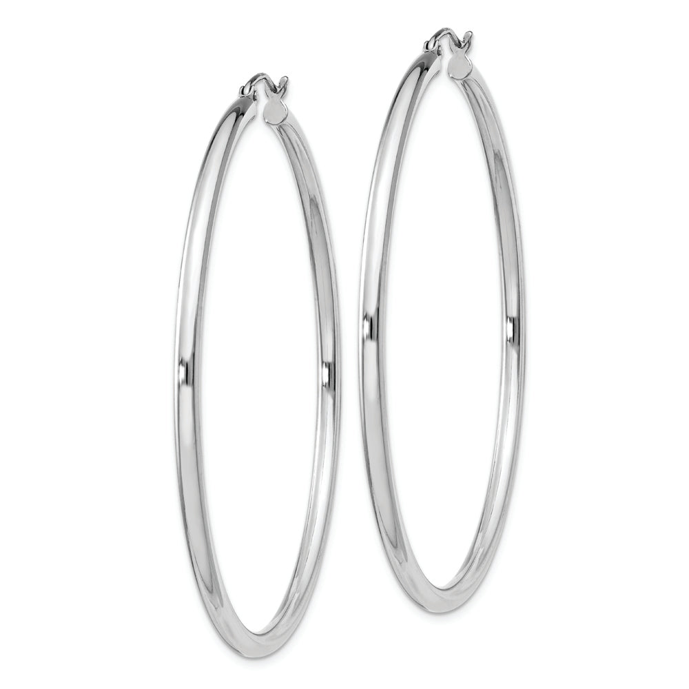 Sterling Silver Rhodium-plated 2.5mm Round Hoop Earrings Earrings