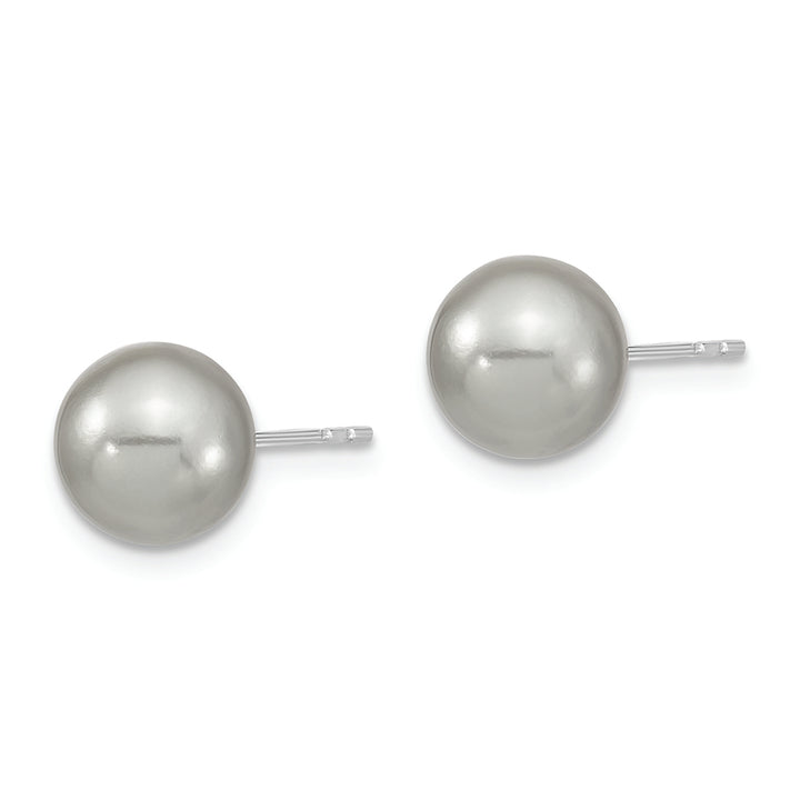 Sterling Silver Majestik 8-9mm Grey Shell Pearl Stud Earrings Earrings